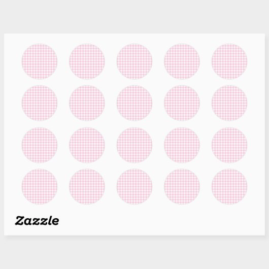 Classic Gingham Light Pink ラウンドシール (シート)