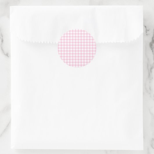Classic Gingham Light Pink ラウンドシール (バッグ)