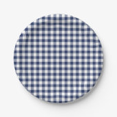Classic Gingham Navy Blue ペーパープレート (正面)