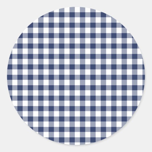 Classic Gingham Navy Blue ラウンドシール (正面)