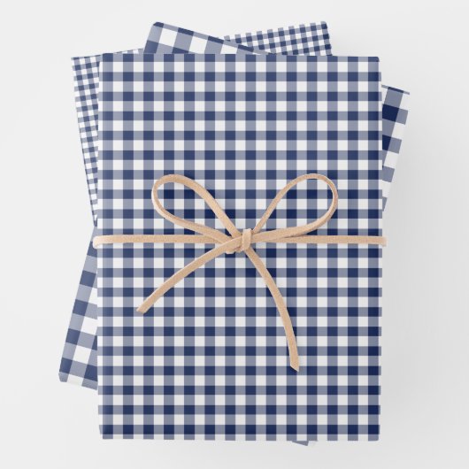 Classic Gingham Navy Blue ラッピングペーパーシート (インサイチュ)