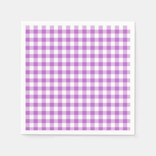 Classic Gingham Orchid Purple スタンダードカクテルナプキン (正面)