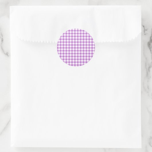 Classic Gingham Orchid Purple ラウンドシール (バッグ)