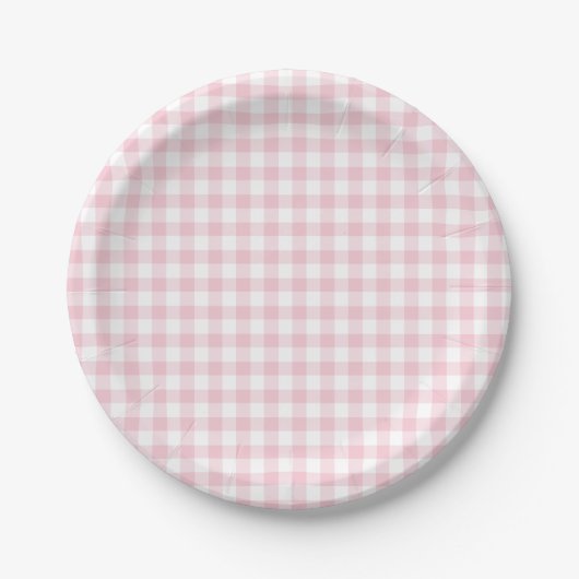 Classic Gingham Pink ペーパープレート (正面)