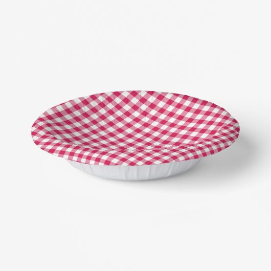 Classic Gingham Raspberry ペーパーボウル (傾斜あり)