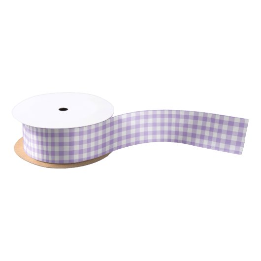 Classic Gingham Soft Lavender サテンリボン (リール)