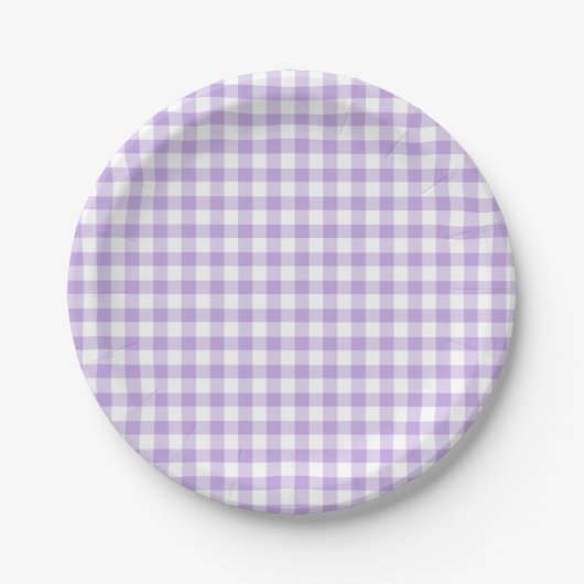 Classic Gingham Soft Lavender ペーパープレート (正面)