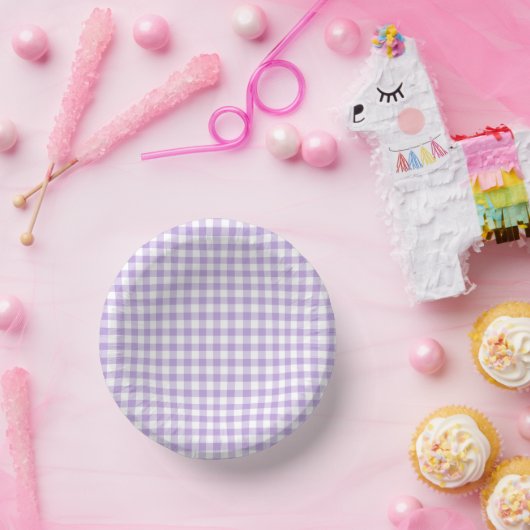 Classic Gingham Soft Lavender ペーパーボウル (パーティー)