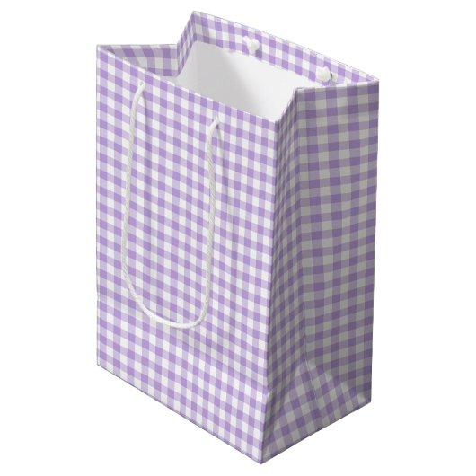 Classic Gingham Soft Lavender ミディアムペーパーバッグ (正面アングル)