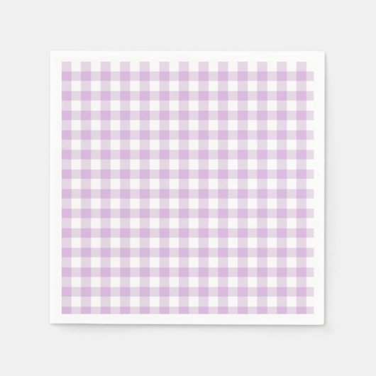 Classic Gingham Soft Lilac スタンダードカクテルナプキン (正面)