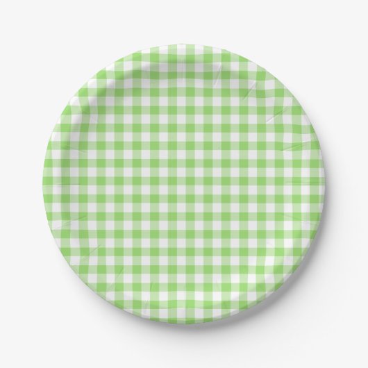 Classic Gingham Spring Green ペーパープレート (正面)
