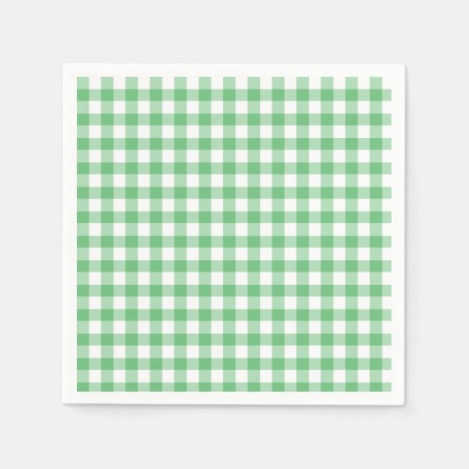 Classic Gingham Summer Green スタンダードカクテルナプキン (正面)