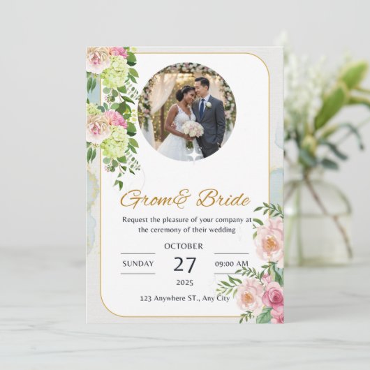 Classic Glam Wedding Invitation | Stylish Custom  招待状 (スタンド正面)