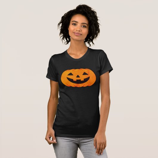 Classic Glowing Jack-O'-Lantern Pumpkin Halloween  Tシャツ (正面フル)