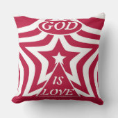 Classic God Is Love Star Red & White - Christian クッション (正面)