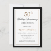 Classic Gold Black 50th Wedding Anniversary 招待状 (正面)