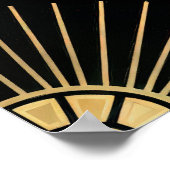 Classic Gold & Black Art Deco Seamless Pattern ポスター (角)