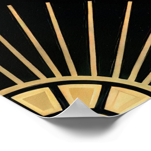 Classic Gold & Black Art Deco Seamless Pattern ポスター (角)