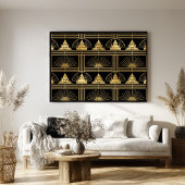 Classic Gold & Black Art Deco Seamless Pattern ポスター