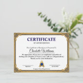 Classic Gold Blank Certificate Frame Printable エンクロージャーカード (スタンド正面)