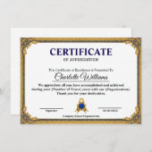 Classic Gold Blank Certificate Frame Printable エンクロージャーカード (正面/裏面)
