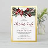 Classic Gold Border Corporate Christmas Party 箔招待状 (立ち正面)