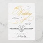 Classic Gold Calligraphy Wedding 箔招待状 (正面)