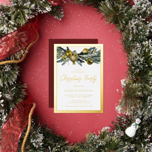 Classic Gold Corporate Christmas Party 箔招待状 (インサイチュ)