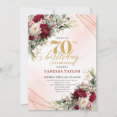 Classic Gold Floral Happy 70th Birthday Invitation 招待状 (正面)