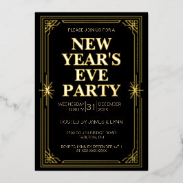 Classic Gold Frame New Year’s Eve Party Invitation 箔招待状