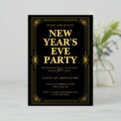 Classic Gold Frame New Year’s Eve Party Invitation 箔招待状 (立ち正面)