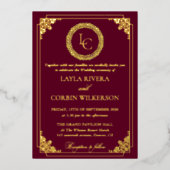 Classic Gold Frame Royal Monogram Wedding 箔招待状 (正面)