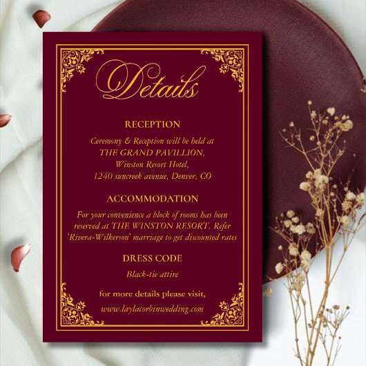 Classic Gold Frame Royal Wedding Details エンクロージャーカード