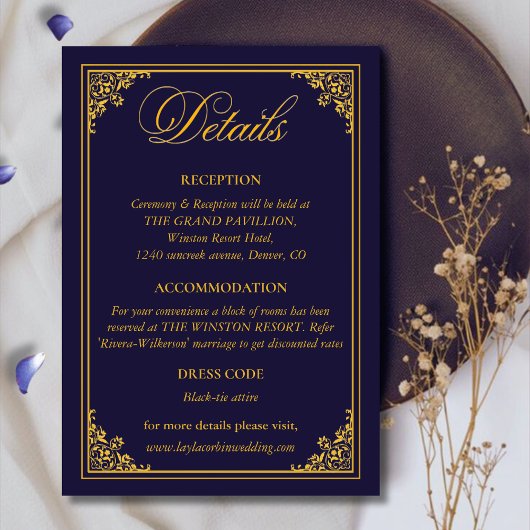Classic Gold Frame Royal Wedding Details エンクロージャーカード