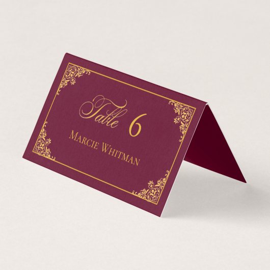 Classic Gold Frame Royal Wedding Place Card (正面)
