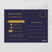 Classic Gold Frame Wedding RSVP Postcard ポストカード (裏面)