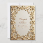 Classic Gold Ornate Floral Motif Modern Typography 招待状 (裏面)