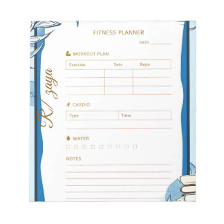 Classic gold pastel cute blue fittness Planner  ノートパッド