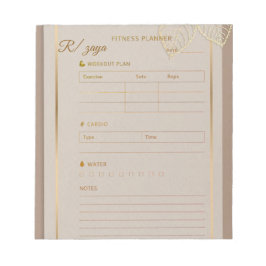 Classic gold pastel watercolor fittness Planner  ノートパッド