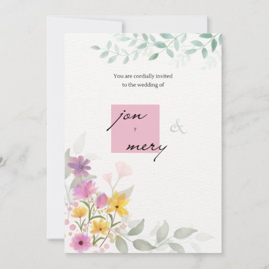 Classic Gold Script Wedding Invitation  trendup 招待状 (正面)