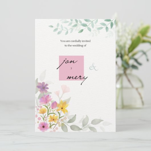 Classic Gold Script Wedding Invitation  trendup 招待状 (スタンド正面)