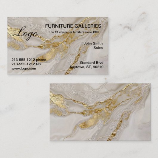 Classic Gold Vein Marble Logo Business Cards 名刺 (正面/裏面)