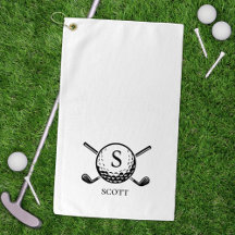 Classic Golf Clubs Monogram Name Black White