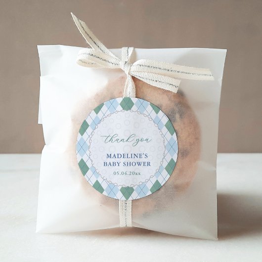 Classic Golf Green And Blue Baby Boy Shower Favor ラウンドシール