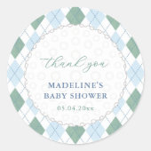 Classic Golf Green And Blue Baby Boy Shower Favor ラウンドシール (正面)