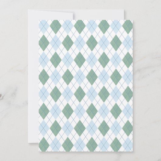 Classic Golf Pattern 1st Birthday Par-tee Party 招待状 (裏面)