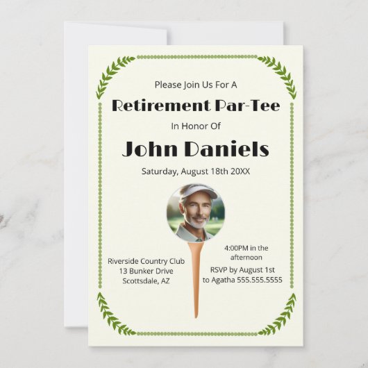 Classic Golf-Themed Retirement Photo 招待状 (正面)