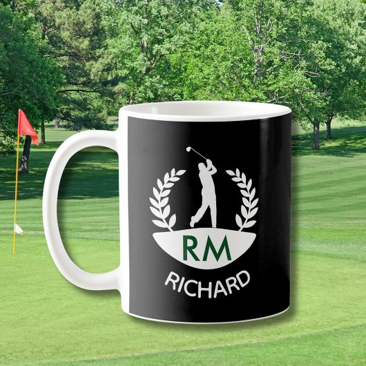 CLASSIC GOLFER MONOGRAM NAME コーヒーマグカップ