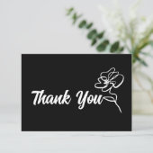 Classic Gothic Pure Black Floral Sketch  サンキューカード (スタンド正面)