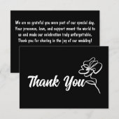 Classic Gothic Pure Black Floral Sketch  サンキューカード (正面/裏面)